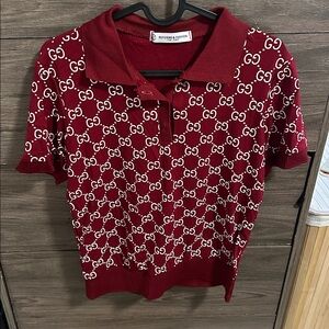 Red Gucci Women's Short Sleeve Polo Top